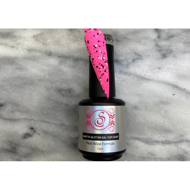 Glitter Top Coat (Matte Black & White Flakes)