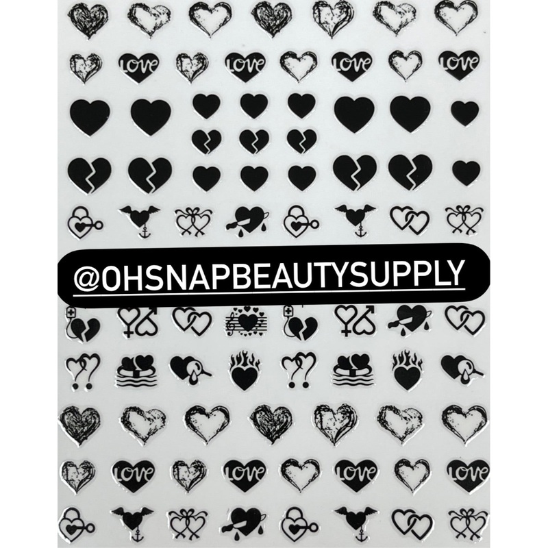-Black HEART LOVE WG834 Sticker