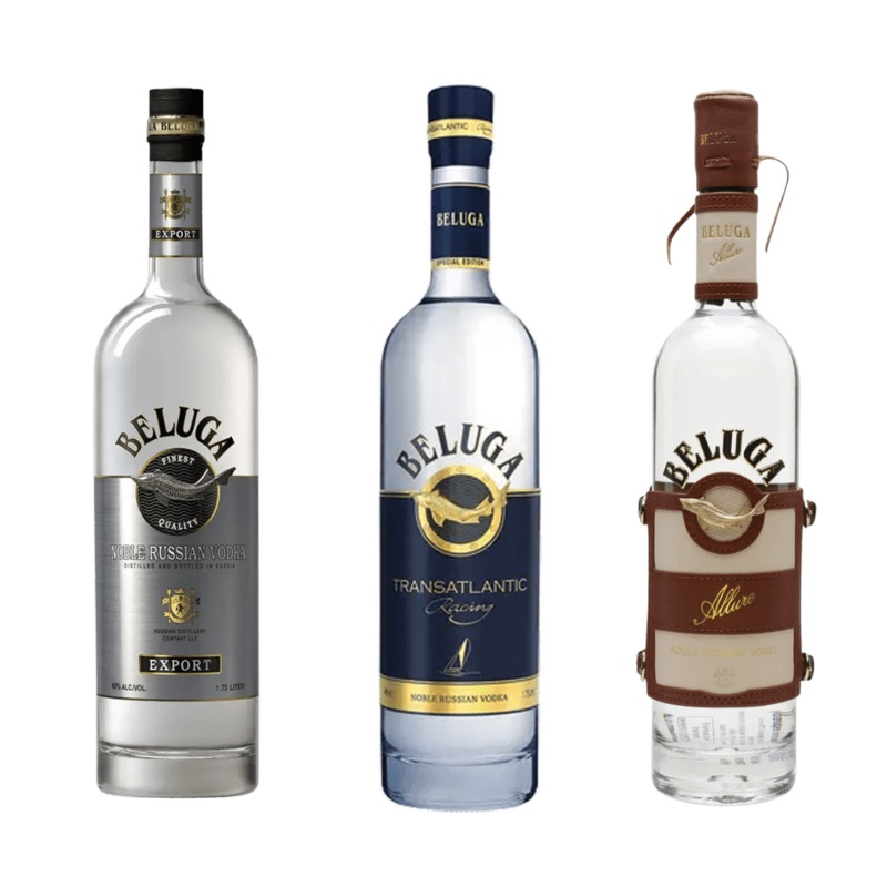 Beluga Vodka Collection  Noble Export 80, Transatlantic, and Allure