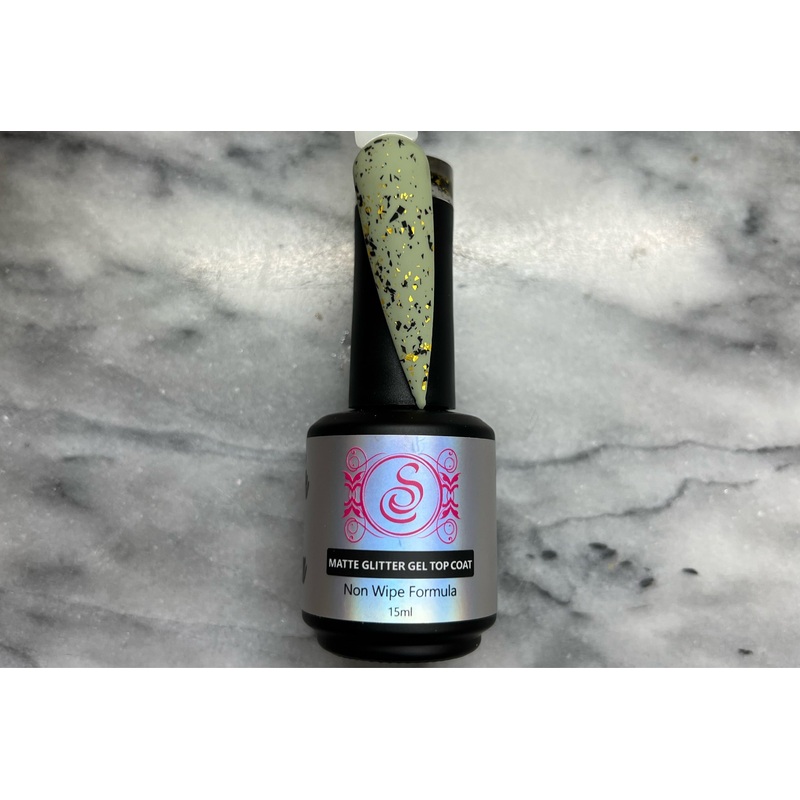 Glitter Top Coat (Matte Black & Gold Flakes)